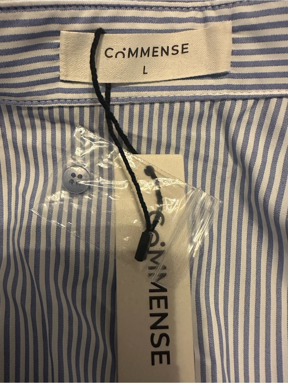 Commense Light Blue & White Pinstripe Cropped Button-Down Shirt - Picture 4 of 5